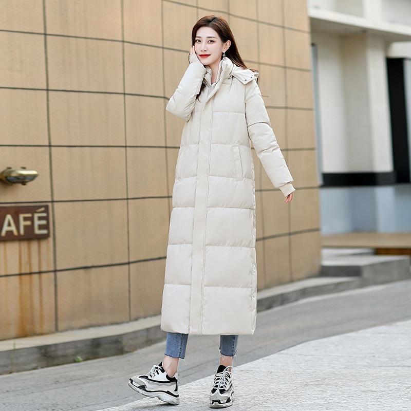 Women's extended cotton-padded clothing autumn and winter loose large-size women's clothing over the knee thickened jacket women's cotton clothing