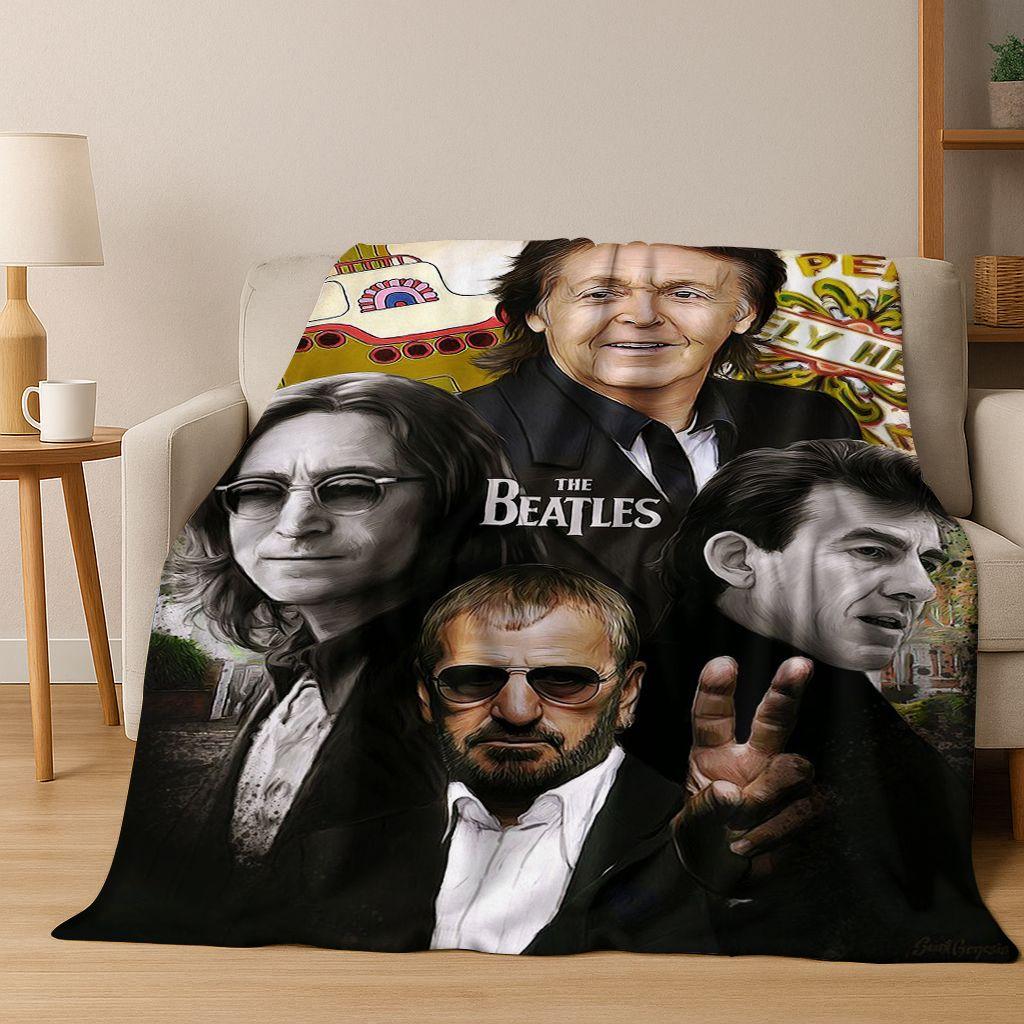 3D B-Beatles Rock Band Star Flannel Blanket Soft Warm Throw Blanket for Bed Bedroom Room Living Room Travel Camping Picnic Gift