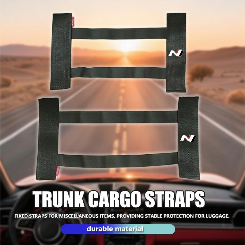 Car Logo Back Rear Trunk Storage Mesh Fixed Straps Interior Storage Accessories For Hyundai N Line i20 i30 Sonata Tucson Azera u2