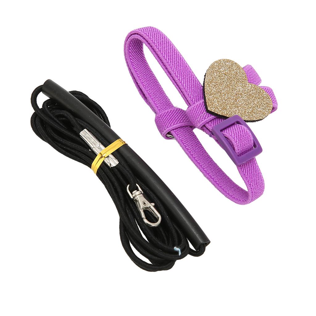 Pet Bird Harness Leash Elastic Adjustable Lightweight Parrot Flying Leash Straps with Cute Heart Purple