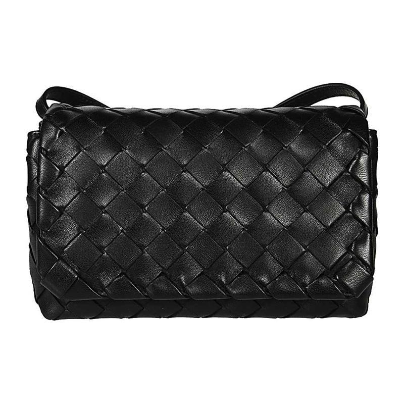 Bottega Veneta Classic Woven Leather Shoulder Bag Women bags Black 609412VCPP58648