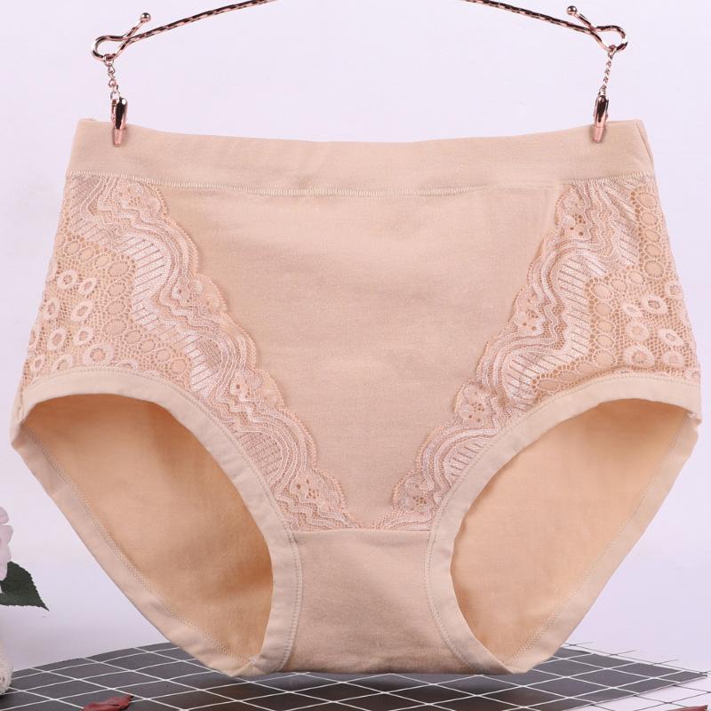 Underwear Cotton Lace Plus Size Panties Lingeries Briefs High Waist Middle-aged Women Panty