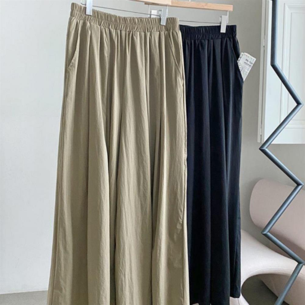 New Arrivals Open Run Women Classic Solid Stretch Pin Tuck Wide Pants
