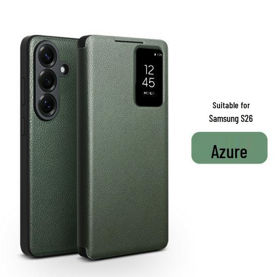 Кожаный чехол-книжка Chali с умным окном для Samsung S26 Ultra
