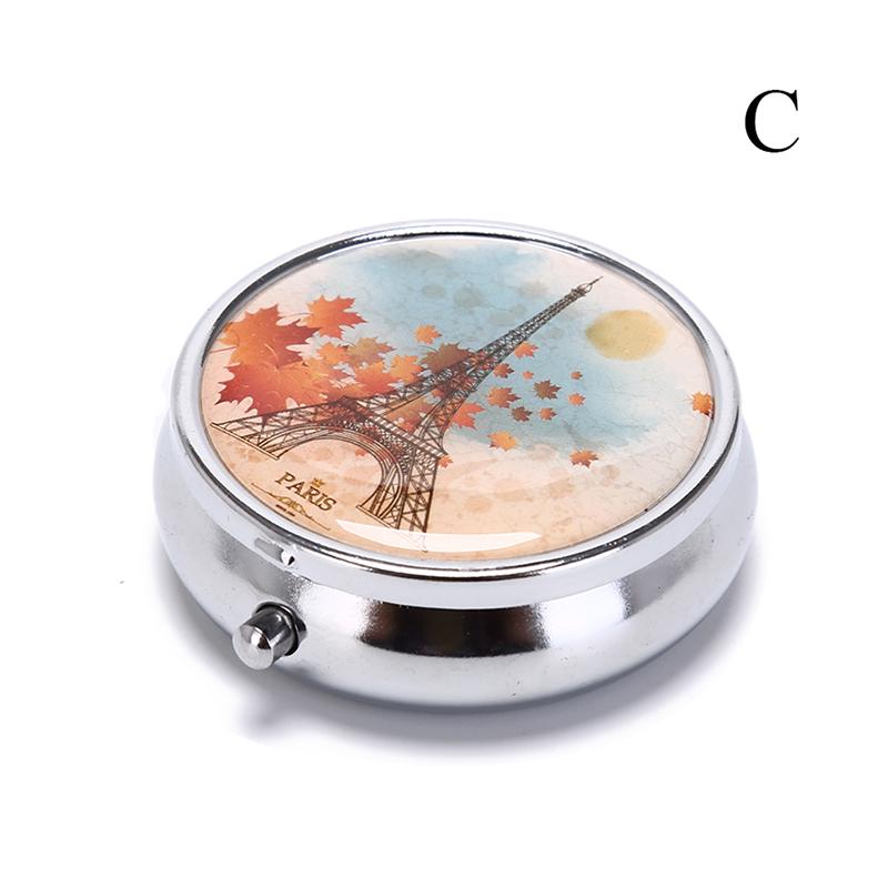 Folding Pill Case Metal Pill Cutter Medicine Pill Box Makeup Storage Container