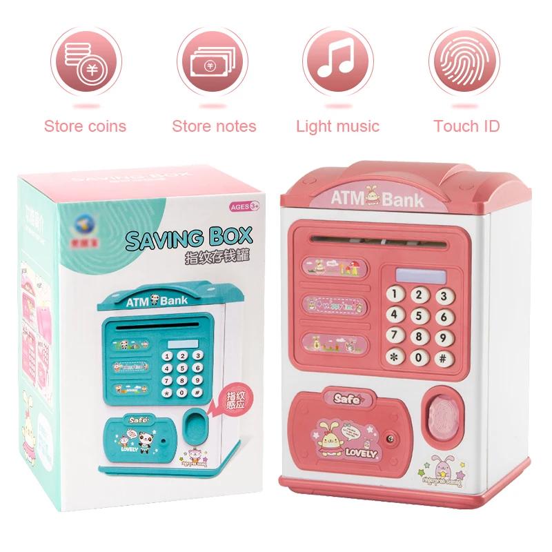 Милый мультяшный банкомат, копилка с распознаванием лица и отпечатков пальцев, сейф, обучающая музыкальная копилка для детей, веселое обучение