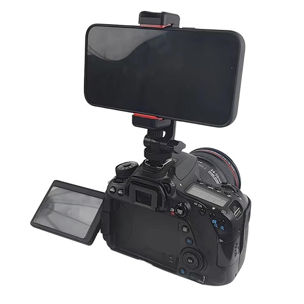 KY18 DSLR Camera Phone Holder Live Streaming Photography Cold Shoe Mount Rotating Cellphone Clamp
