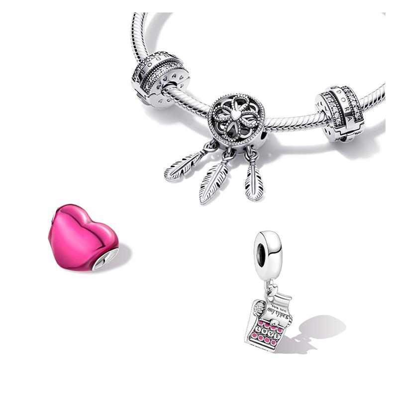 Pandora Love typewriter pendant pink 790069C01