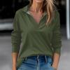 Women's Autumn And Winter Tops V-Neck Solid Color Casual Fashion Top T-Shirt