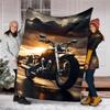 Motorcycle Theme Printed Blanket - Perfect for Couch, Bed, Travel & Outdoor Use | Machine Washable, Cozy & Durable.