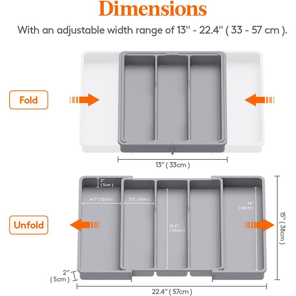 LMETJMA Расширяемый органайзер для кухонных принадлежностей Лоток для столовых приборов Серебряные приборы Держатель для столовых приборов Разделитель для хранения кухонных принадлежностей JT304