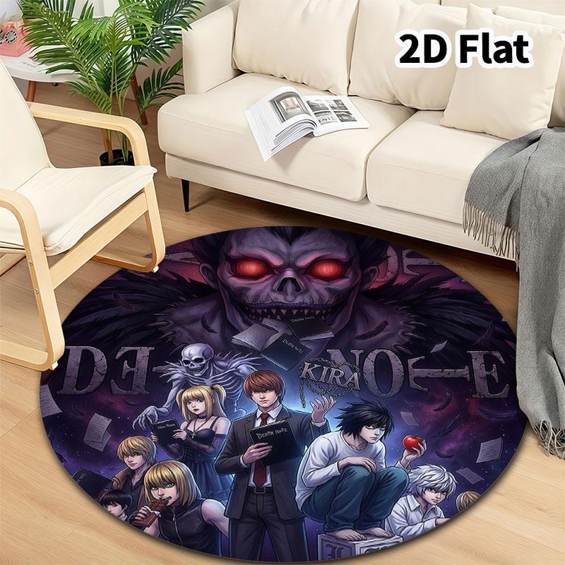 Death Note Round Area Rug Carpet Rug For Living Room Bedroom Sofa Playroom Decor Nonslip Floor Mat