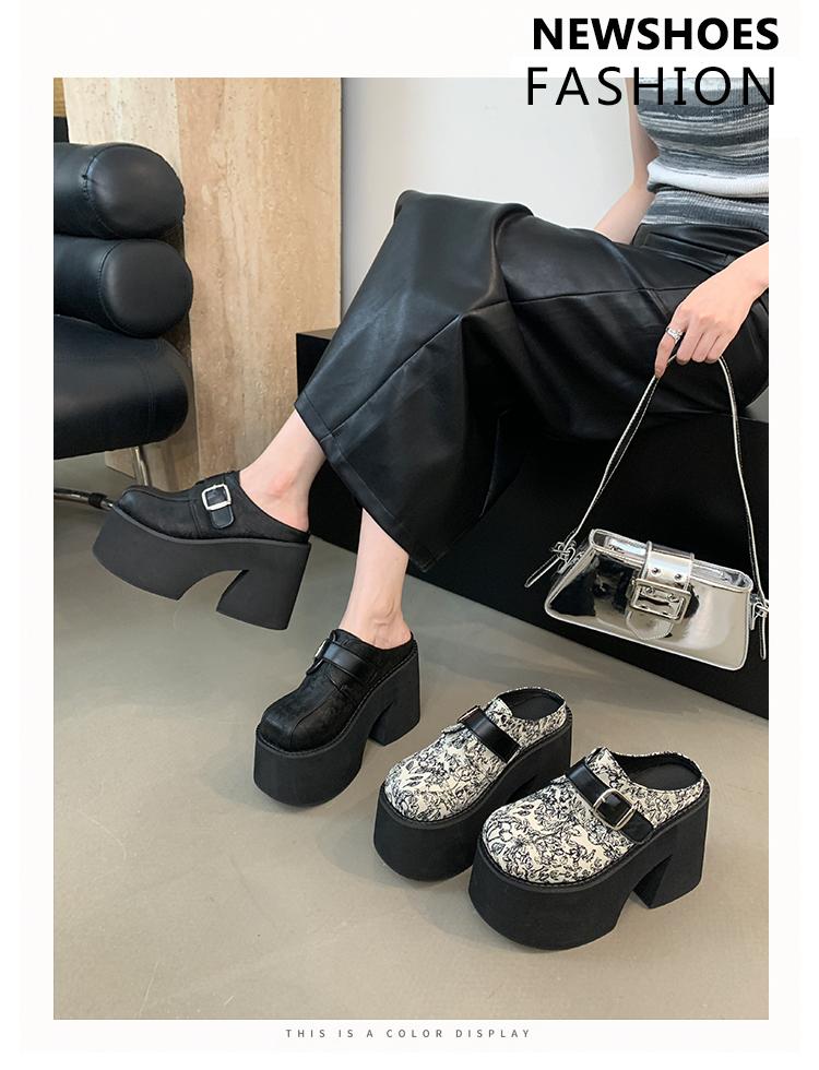 11см Супер Высокий Каблук Шлепанцы Женские Туфли на Платформе Новый Китайский Стиль Сандалии Баотоу Большой Размер 35-42 Женская Обувь