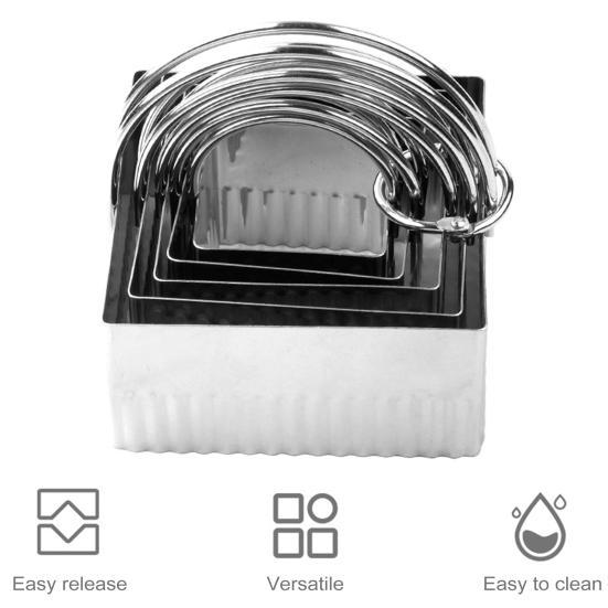 5 шт. формочки для печенья из нержавеющей стали с ручкой разных размеров, квадратные круглые звезды, цветы, сердце, любовь, пресс, форма для резки печенья, кухонные инструменты для выпечки