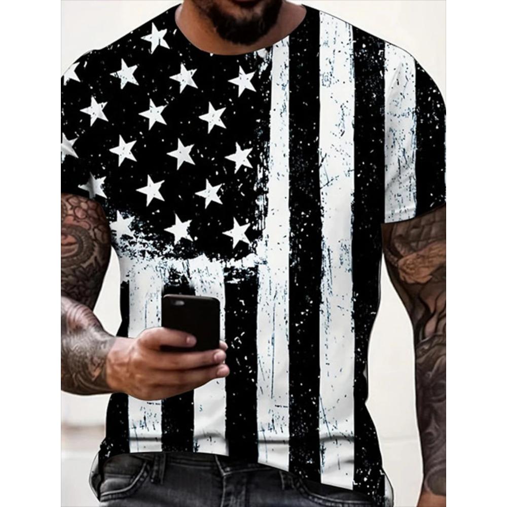 Летняя мужская футболка с 3D-принтом и флагом США, свободные футболки, топы, повседневная одежда с короткими рукавами, американская уличная мода, мужская одежда