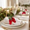 6PCS Realistic Red Bow Napkin Rings Fabric Craft Xmas Table Napkin Holder  For Table Decoration