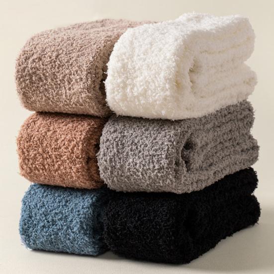 1 пара женских зимних носков Tihick Plush выше колена, нескользящие коралловые флиса однотонные теплые утолщенные чулки, теплые носки для разных случаев