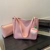 Stylish Pink Pu Tote Bag For Women Perfect For Casual Autumn Commute With Large Capacity