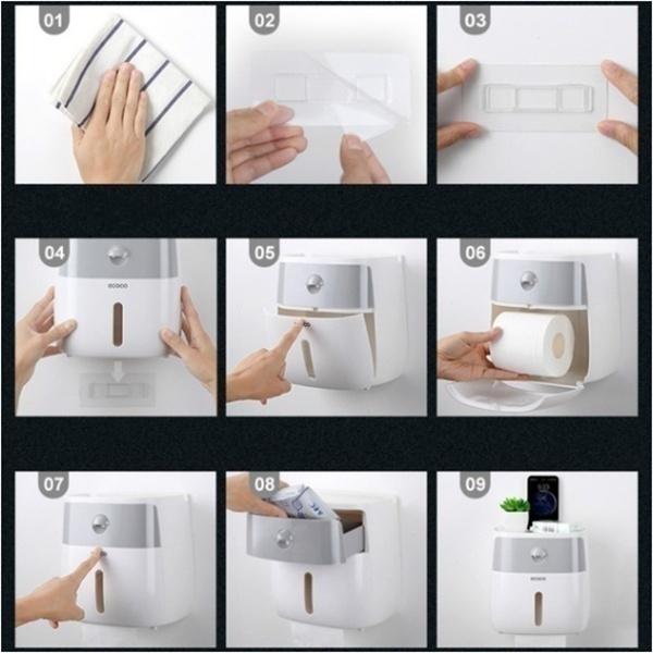 Новая модернизация Настенные открывающиеся при нажатии водонепроницаемые двухъярусные коробки для бумажных полотенец Коробки для рулонных бумажных полотенец Ремни для туалета Ящики Полки