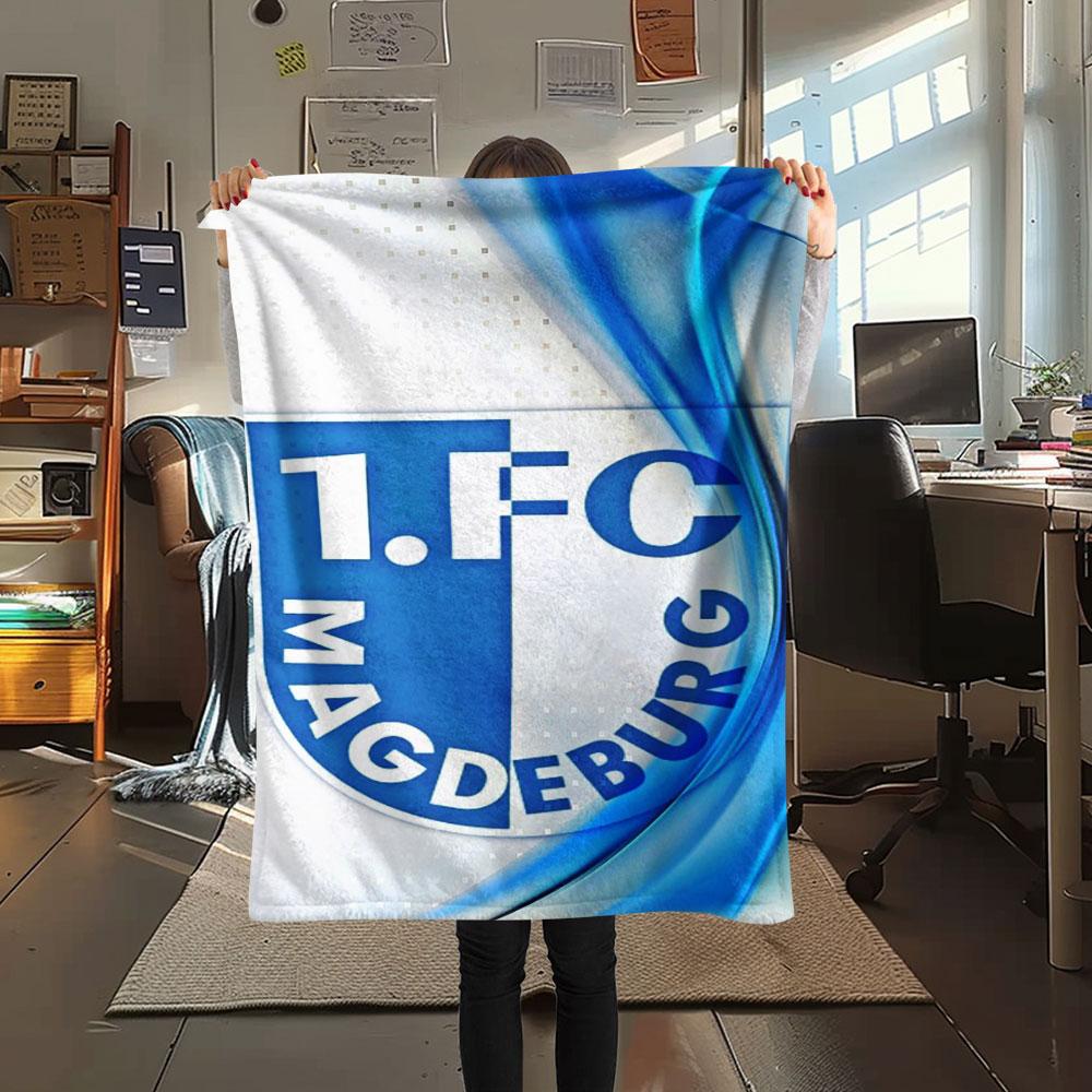 1PC 1. FC Magdeburg Flame Patterned Flannel Blanket Suitable For All Seasons for Home Decor Warmth and Comfort Gifts Holiday Present