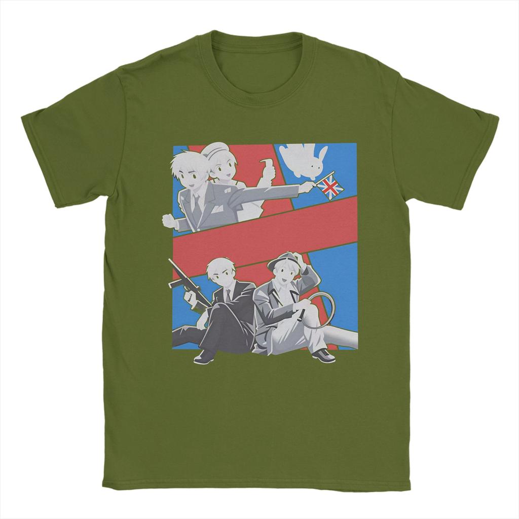 Футболка Hetalia Axis Powers Харадзюку Футболки с коротким рукавом Уличная одежда Летние Чистый хлопок Круглый вырез Большой размер 5XL Топы