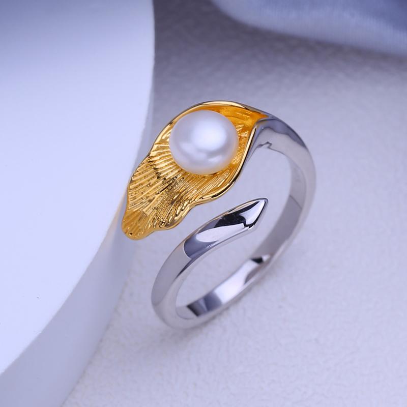 Кольца FEEYOO с натуральным пресноводным жемчугом для женщин и девочек, классическое регулируемое кольцо золотого цвета, вечерние украшения