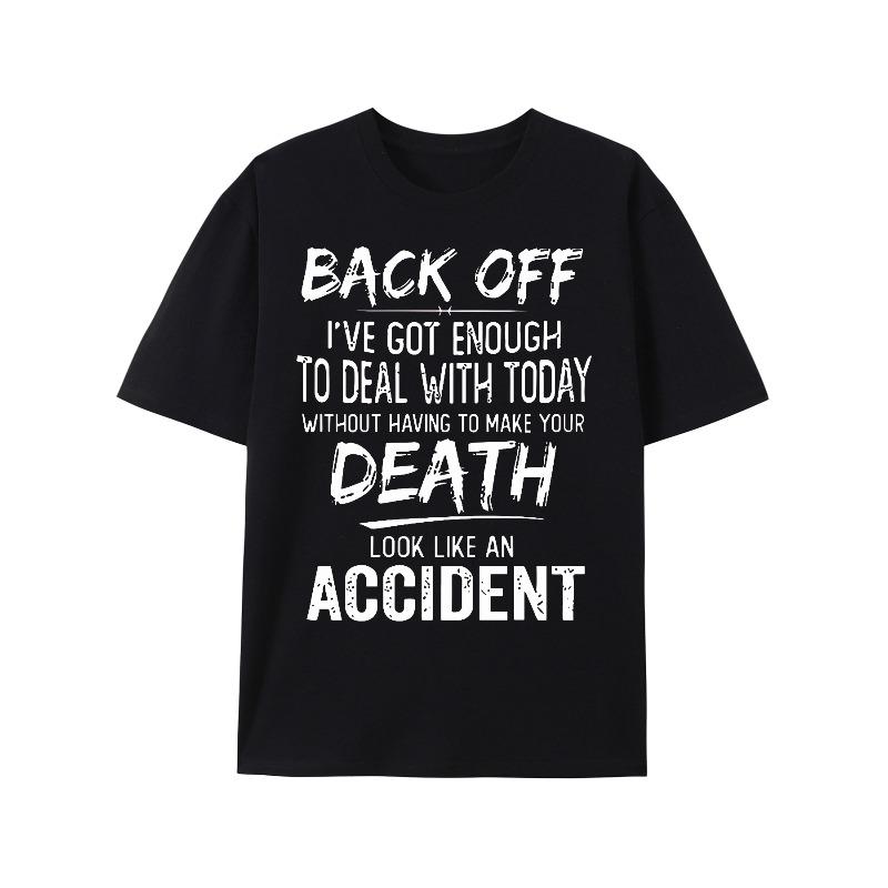 Европейские размеры Стильная Мужская футболка с принтом «Back Off Slogan», Графическая футболка Летняя одежда для мужчин, Мужские наряды
