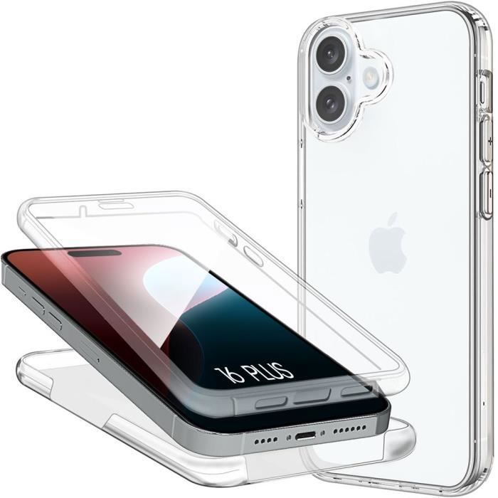 Protective Case - Full Case - for iPhone 16 Plus - Shockproof - Transparent - 360°