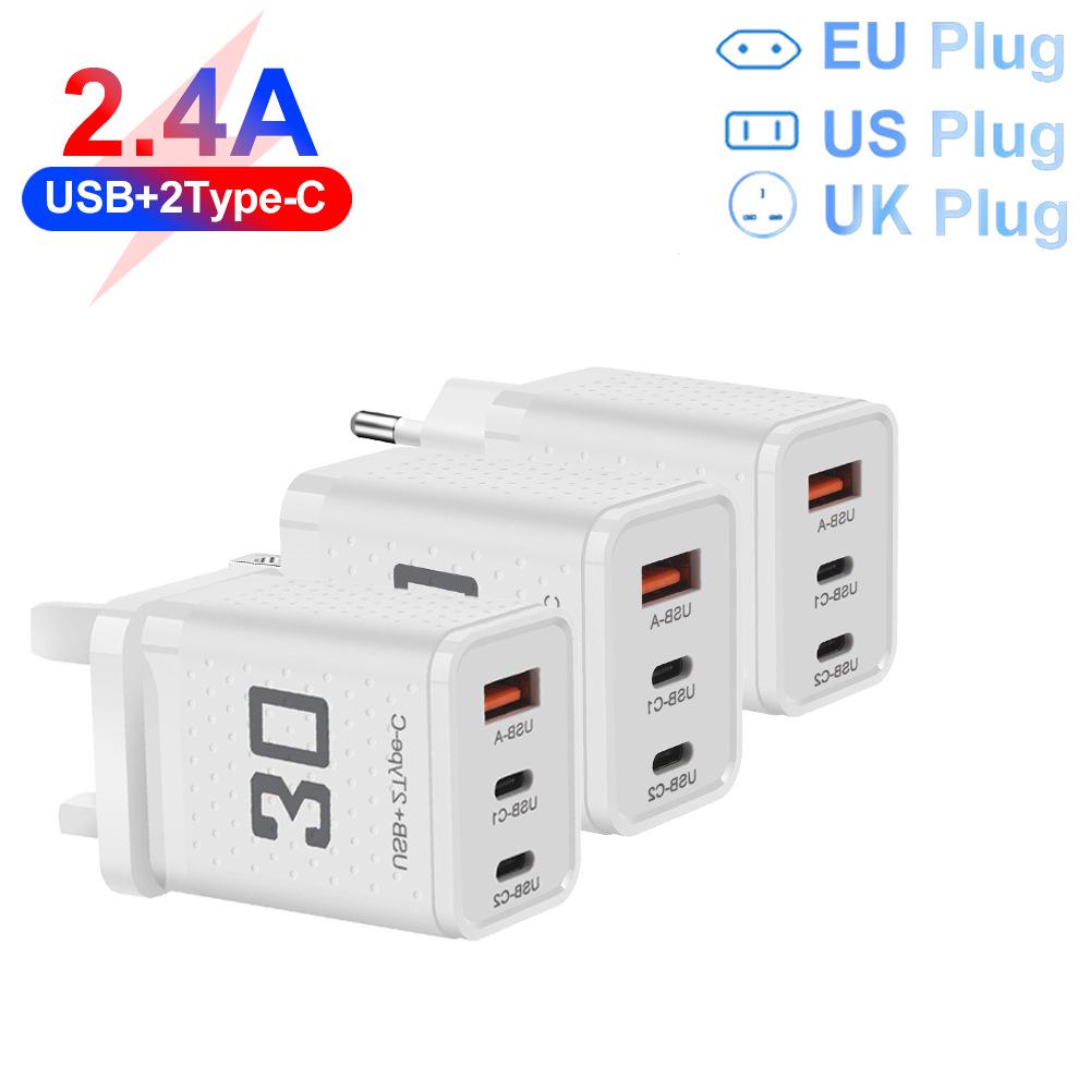 Двойное PD+USB зарядное устройство 2,4 А: Дорожный адаптер US/EU/UK