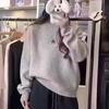 Корейский вязаный свитер с вышивкой медведя, мягкий и теплый для осени/зимы