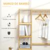 Bamboo Freestanding Clothes Rack with 4-Tier Shelving, Bottom Shelf, 90x30x155cm, Natural
