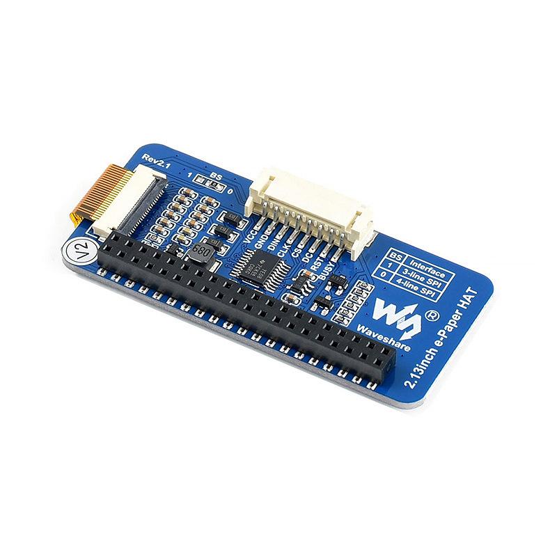 Модуль E-Paper дисплея 2,13" для Raspberry Pi 4B, разрешение 250x122, черно-белый.