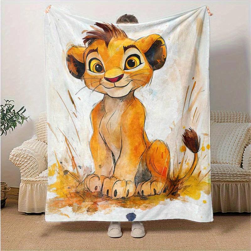 1PC Seasonal Universal Lion King Simba Blanket, Perfect for Home Decoration, Soft Flannel Throw Blanket, Versatile & Cozy for Bedroom, Living Room, Tr
