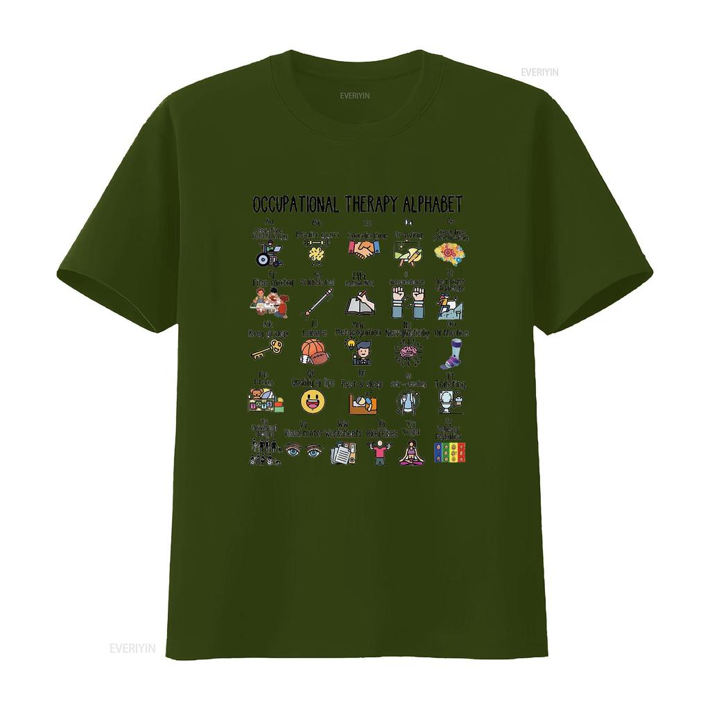 Occupational Therapy Alphabet Ot Therapist Teacher Assistant T Shirt White Vintage Washed Unisex Graphic Homme Stretched