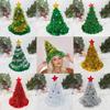 Christmas Tree Hats Fabric Rain Silk Hat for Adults Kids Funny Santa Hat with Tinsel Xmas Holiday Party Costume New Year Decor