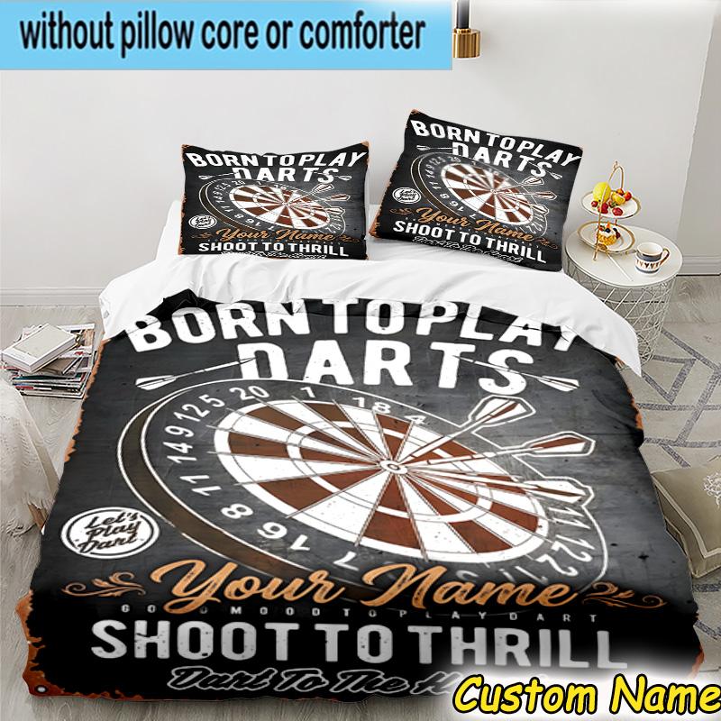 3pcs Custom Name Throw darts Printed Bedding Set Includes 1 Duvet Cover & 2 Pillowcases for All Seasons Dormitory Home Decor Christmas gifts