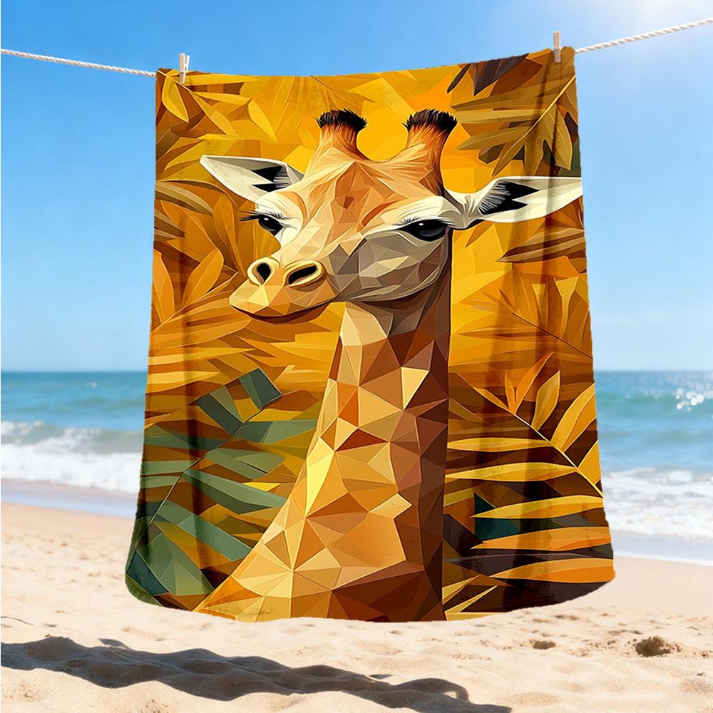1pc Giraffe Print Print Outdoor Blanket, Lightweight Polyester,