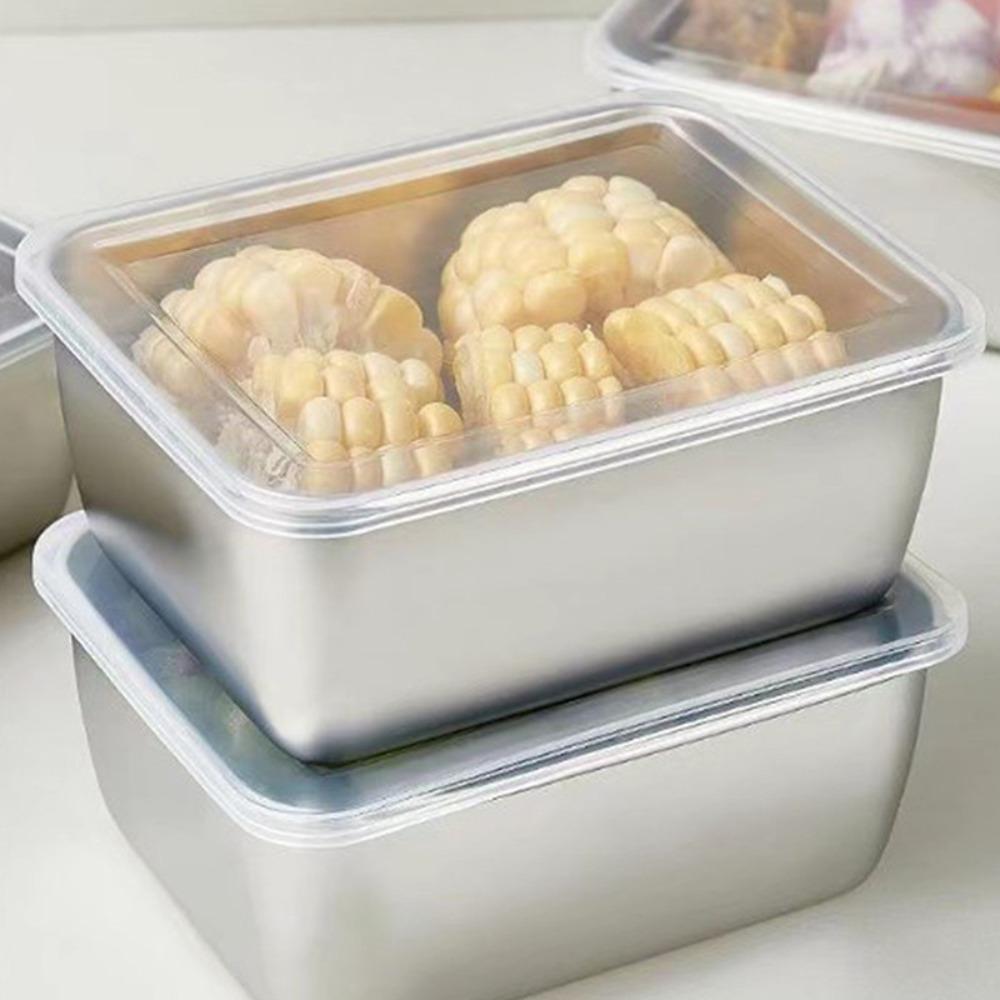 with Plastic Cover Stainless Steel Food Storage Box Rustproof Food Container Sausage