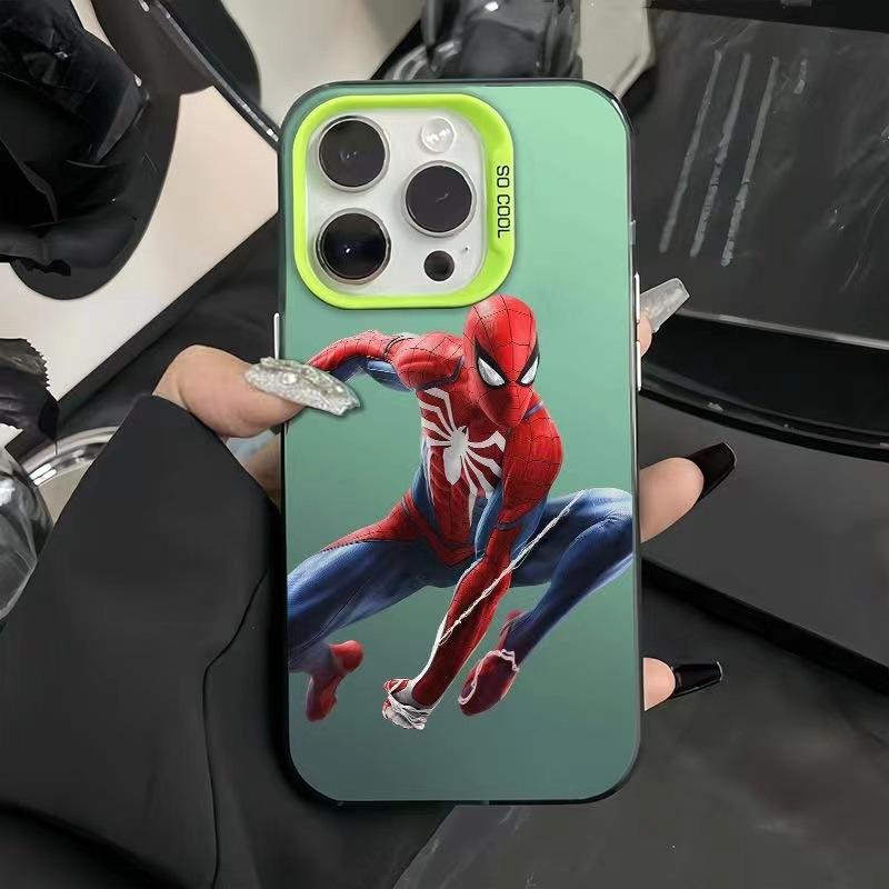 Spider-Man compatible iPhone 16 Pro Max phone case, personalized cartoon design, new color silver 12/11 hard case for 15 Pro.