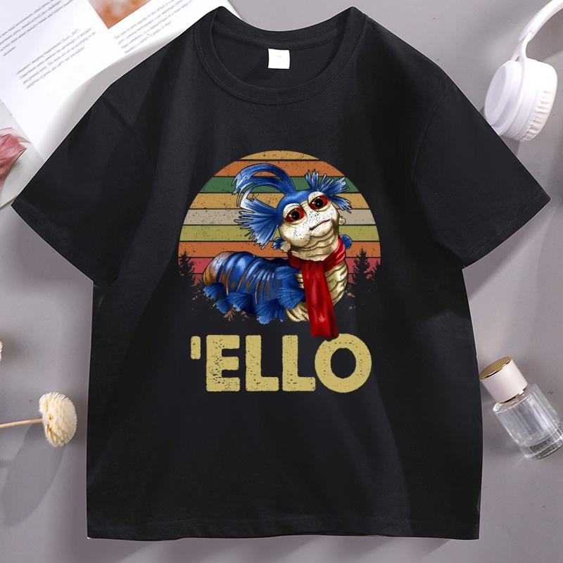 Funny Ello Worm Labyrinth Vintage T-Shirt Men Women Vintage Graphic T Shirt Casual Short Sleeve Round Neck Printed Tshirt Tops
