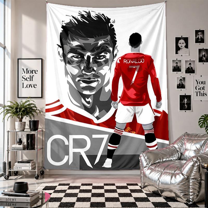 Wall TapestryCristiano Ronaldo Art Hanging Cloth Decorative Background Cover for Room Decoration