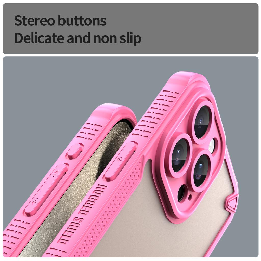 Серия Armor Чехол для iPhone 15 Pro PC+TPU Полупрозрачный Матовый Финиш Защитный Чехол для Телефона