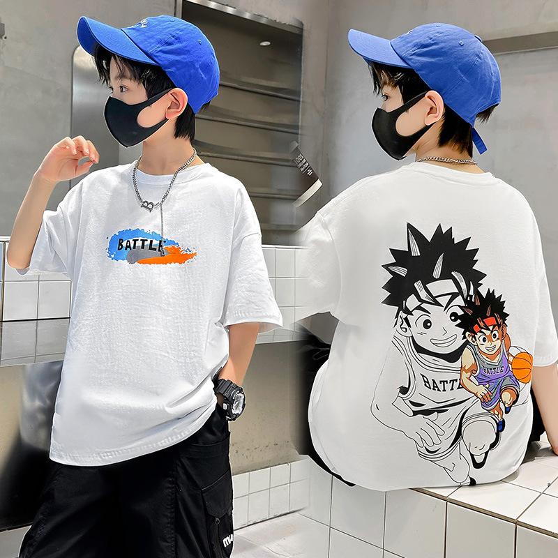 Детская повседневная хлопковая футболка, летний модный топ для мальчиков