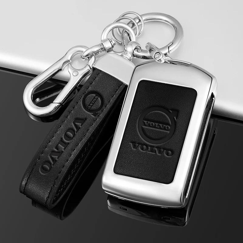 AABBG1 Zinc Alloy Car Key Case Cover Shell Holder Fob For Volvo S60 S90 XC40 XC60 XC90 V90 Polestar 1 Polestar 2 Keychain Car Accessory