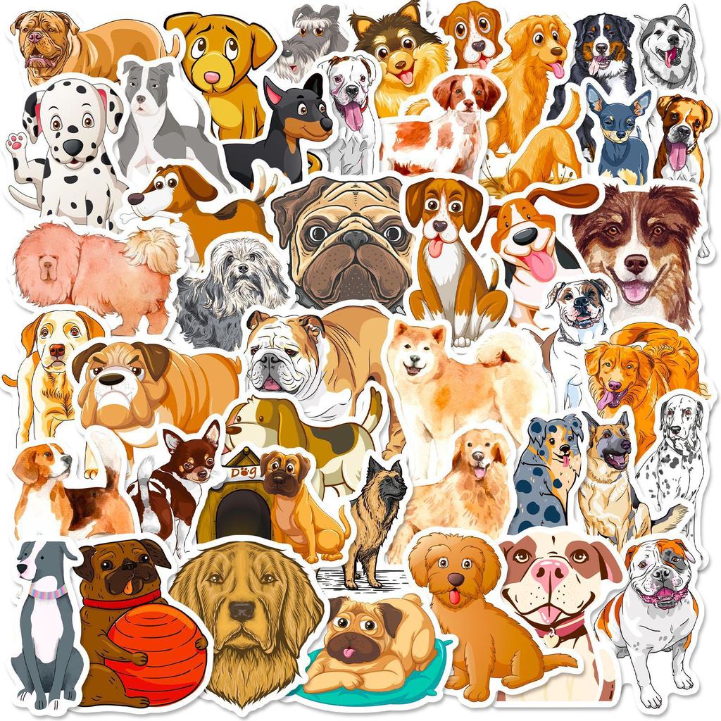 50 Dog Stickers Animal Golden Retriever Spotted Dog Graffiti Sticker Pet Dog Fun Decoration