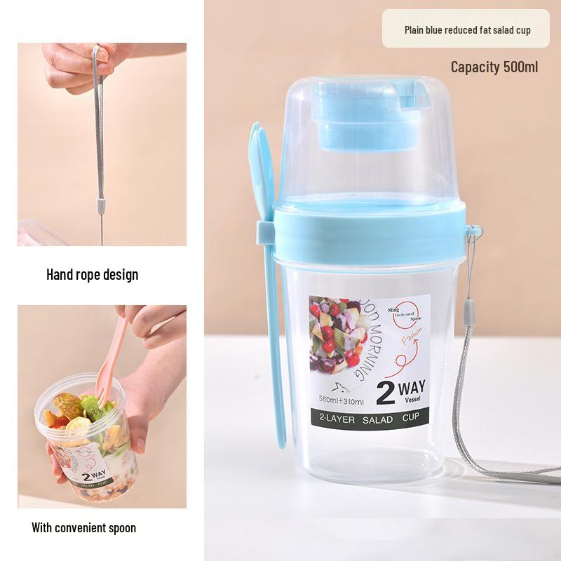 Минималистичный портативный стакан для салата с вилкой и крышкой для фруктов, овощей и йогурта на ходу