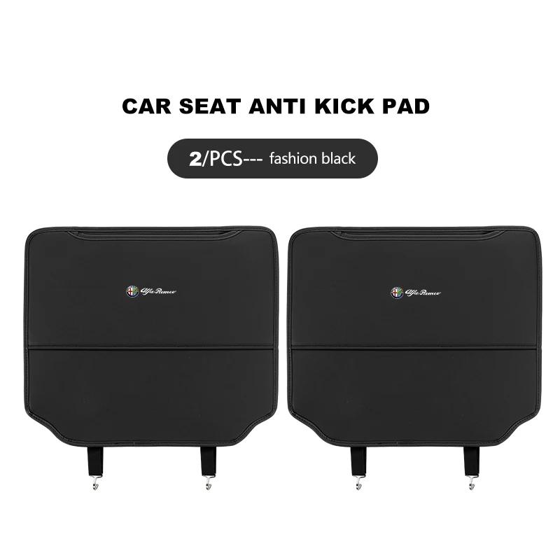 2pcs Car Seat Back Anti Kick Dirty Pad Leather Protector Mat For Alfa Romeo 159 Giulietta Giulia 147 Mito 156 159 166 GT Stelvio vs2