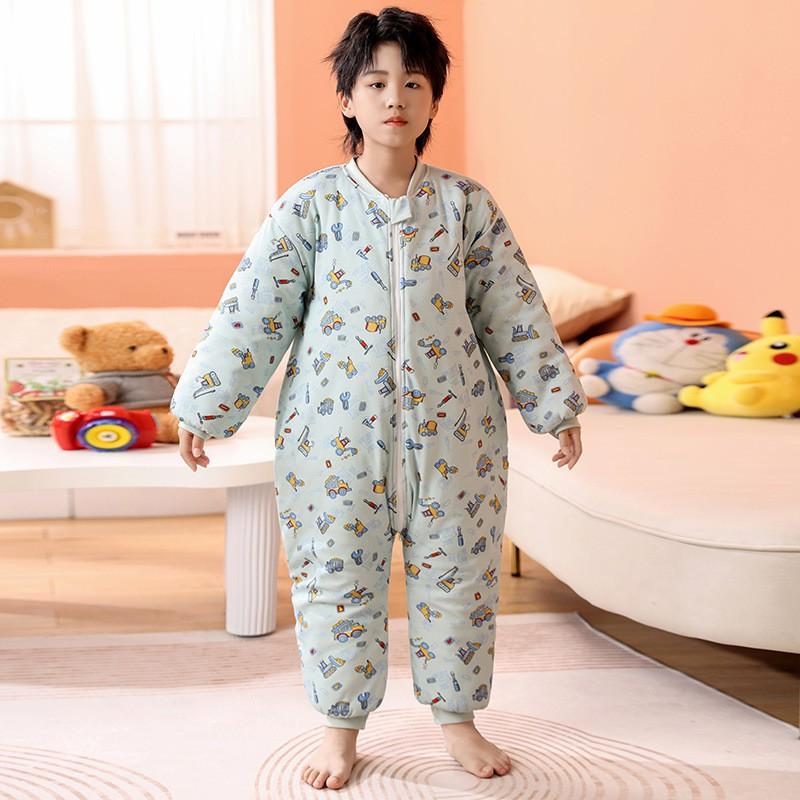Kids Cotton Sleepsuit Winter Warm Pajamas Toddlers Children 1-12 Years Thickened Footed Sleep Bag