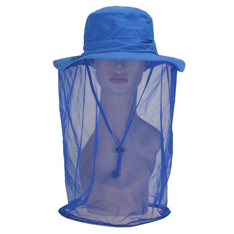 New Design Summer Outdoor Breathable Multi-color Sun Shade Quick Dry Anti-mosquito Large Eaves Camp Caps with Mesh Mask