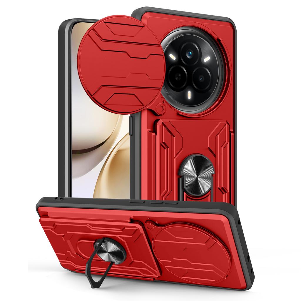 For Realme 14 Pro 5G Case PC+TPU Kickstand Phone Back Cover with Camera Slider